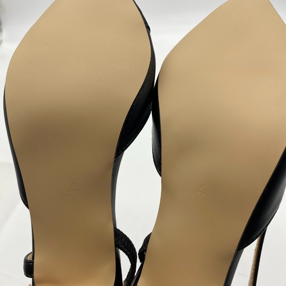 FOWT Black Slingback Pointy Toe Chunky Sandal Heel - Picture 7 of 8